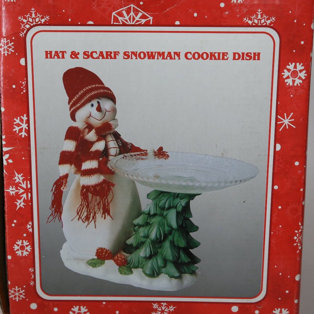 Hat & Scarf Snowman Cookie Dish
